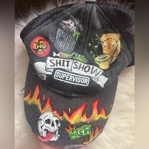 FDT Graphic Black Trucker Hat (hand painted)